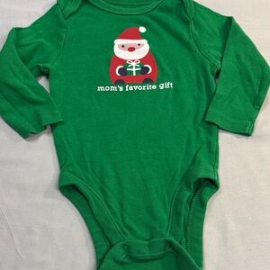 Old Navy - Green Long sleeve Santa Baby Onesie Top